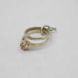 Sterling Silver Engagement Solitaire & Wedding Band Charm Pendant Vintage c1970