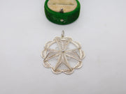 Sterling Silver Filigree Maltese Drop Charm Pendant Vintage c1970