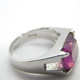 Silver Plated Costume Ring With Amethyst Vintage c1970 Size M 1/2