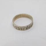 Sterling Silver French Inscribed Sentimental Band Ring Vintage c1970 Size Q 1/2
