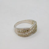Sterling Silver CZ Crossover Deco Style Dress Ring Modern c1990 Size V 1/2