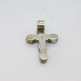 Sterling Silver Chunky Turquoise Cross Studio Style Pendant Vintage c1970