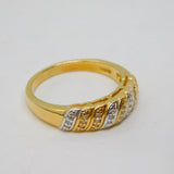 Gold On Sterling Silver Moissanite Patterned Dress Ring Vintage c1990 Size Q
