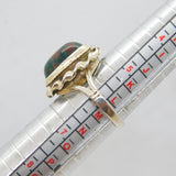 Sterling Silver Cabochon Bloodstone Oval Dress Ring Vintage c1970 Size L 1/2