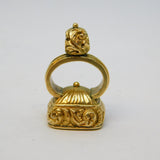 George III Gold Cased Carnelian Intaglio Doves on Wreath Fob Seal Antique