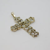 Sterling Silver Chunky CZ Cross Charm Pendant Contemporary c1990s
