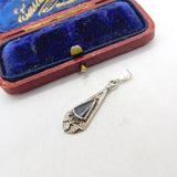 Sterling Silver and Onyx Drop Charm Pendant Vintage c1970