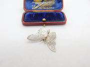 Sterling Silver Butterfly Brooch Pin Vintage c1970