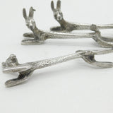 19th Century Set of Three Cast Silver Plated Hare Cutlery Rests Antique c1890s