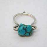 Taxco Style Sterling Silver & Spinning Turquoise Dress Ring Antique c1970s