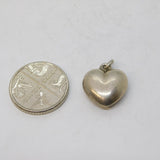 Sterling Silver Puffy Heart Charm Pendant Vintage c1970