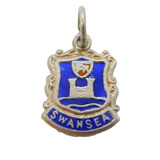 Sterling Silver Enamel Swansea Charm Pendant Vintage c1970s
