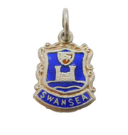 Sterling Silver Enamel Swansea Charm Pendant Vintage c1970s