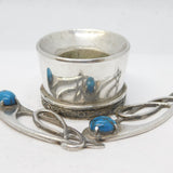 Scottish Sterling Silver & Turquoise Celtic Candlestick Vintage 1990 Edinburgh