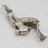 Sterling Silver Stork Baby Delivery Charm Pendant Vintage c1970