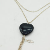 Studio Jewellery Sterling Silver Glass Heart & Drop Statement Necklace Vintage