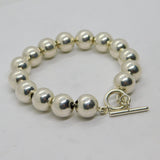 Sterling Silver Round Sphere Beads T Bar Bracelet Contemporary c2000