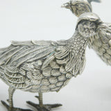 20th Century Spanish Pair of Sterling Silver Pheasants Antique c1920s Art Deco