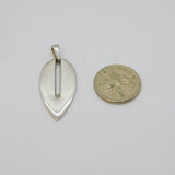 Sterling Silver Diamond Set Modernist Leaf Form Charm Pendant Modern c1990s