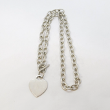 Chunky Sterling Silver Cable Link Chain Necklace & Heart Pendant Vintage