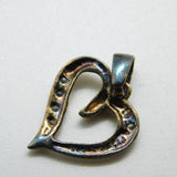 Sterling Silver and Diamante Heart Charm Pendant Vintage c1970