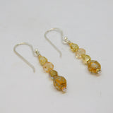 Pair of Sterling Silver Gold Tone Glass Beads Drop Earrings Contemporary c2010