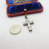 Sterling Silver Paste Set Cross Charm Pendant Vintage c1970