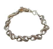 Sterling Silver Dragon Form Panel Bracelet Vintage c1980 18.5cm Length