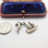 Sterling Silver Ladies High Heel and Ship Charm Pendant Vintage c1970