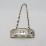 George III Sterling Silver 'Sweet Wine' Decanter Label Antique c1820s London