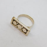 Sterling Silver Three Framed Circles Studio Band Ring Vintage c1970 Size O