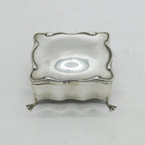 Victorian Sterling Silver Paw Foot Jewellery Box Antique 1901 Birmingham