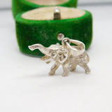 Sterling Silver Cast Lucky Trunk Up Elephant Charm Pendant Vintage c1970