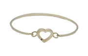 Sterling Silver Yellow Diamond Set Open Heart Bangle Bracelet Vintage c1970