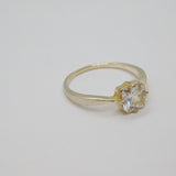 Sterling Silver Faceted Crystal Solitaire Dress Ring Modern c2000 Size P 1/2