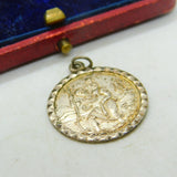 Sterling Silver St Christopher Bordered Charm Pendant Vintage c1970