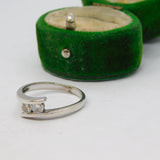 Sterling Silver CZ Set Crossover Ring Vintage c1970 Size L