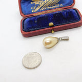 Sterling Silver Pearl Drop Charm Pendant Vintage c1970