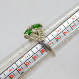 Sterling Silver Synthetic Emerald & White Sapphire Ring Vintage c1970 Size L 1/2