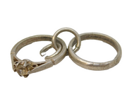 Sterling Silver Engagement & Wedding Ring Charm Pendant Vintage c1970