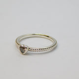 Sterling Silver Spinel Heart Beaded Band Stacking Ring Vintage c1970 Size M 1/2