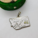 Sterling Silver Enamel Montana USA State Charm Pendant Vintage c1970