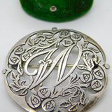Gebr Niekerk Dutch .935 Silver 'W' Initial Floral Brooch Vintage c1970