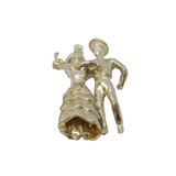 Sterling Silver Dancing Couple Figures Charm Pendant Vintage c1970