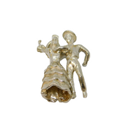 Sterling Silver Dancing Couple Figures Charm Pendant Vintage c1970
