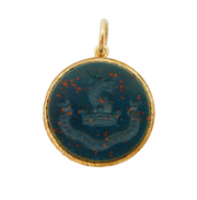 Victorian 9ct Gold Carved Bloodstone Clan Ross Intaglio Pendant Antique c1860s
