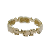 Sterling Silver Marching Elephants Band Ring Vintage c1970 Size M 1/2