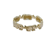 Sterling Silver Marching Elephants Band Ring Vintage c1970 Size M 1/2
