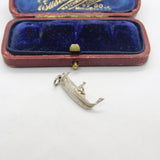 Sterling Silver Fisherman in Traditional Canoe Charm Pendant Vintage c1970