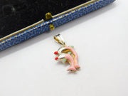 Sterling Silver & Enamel Pair of Leaping Dolphins Charm Pendant Vintage c1970